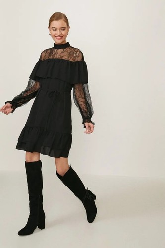 Coast black lace high neck - high,
