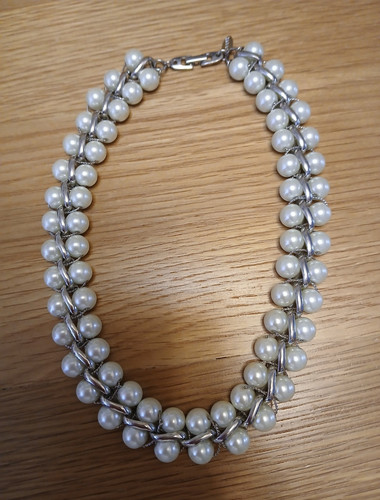 Silver link chain - 16", beaded