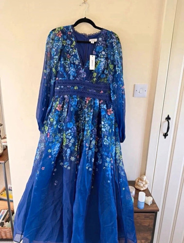 Coast blue floral organza - coast,