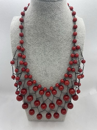 Coast pewter tone red beaded - tone, &