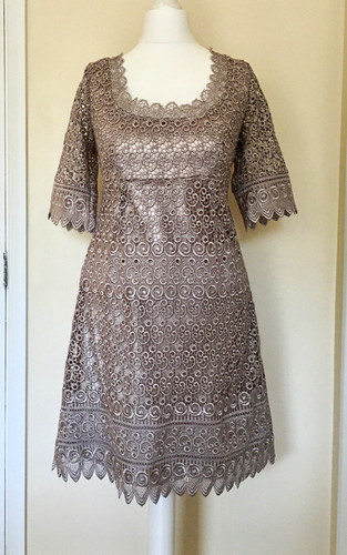 Coast taupe thick lace dress - taupe,